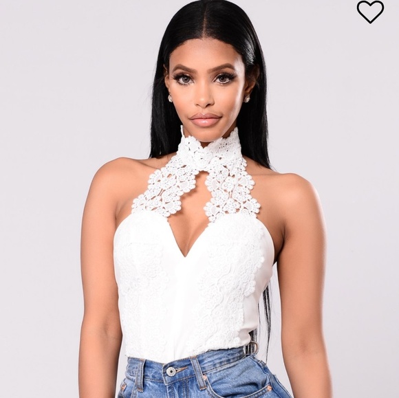 Fashion Nova Tops - White Lace Bodysuit